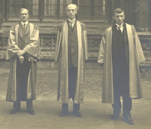 Humphrey Milford in his university robes (left).