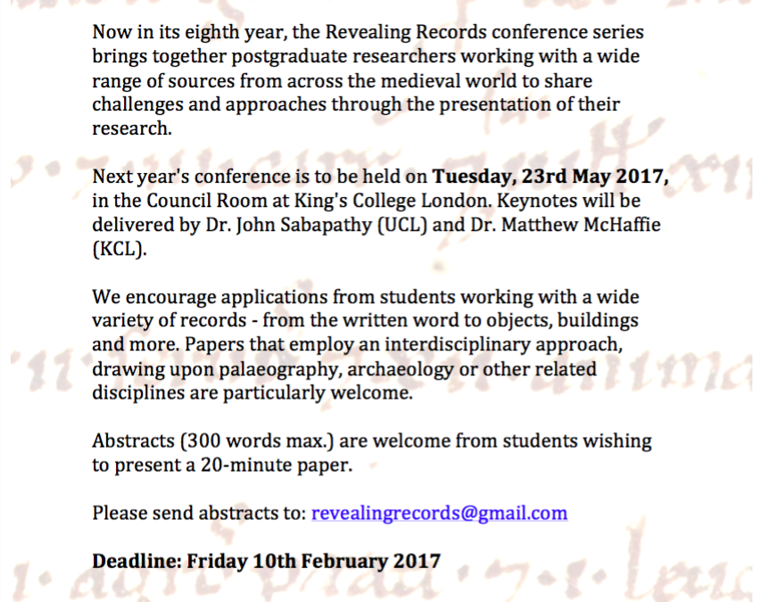Call for Papers: Revealing Records VIII
