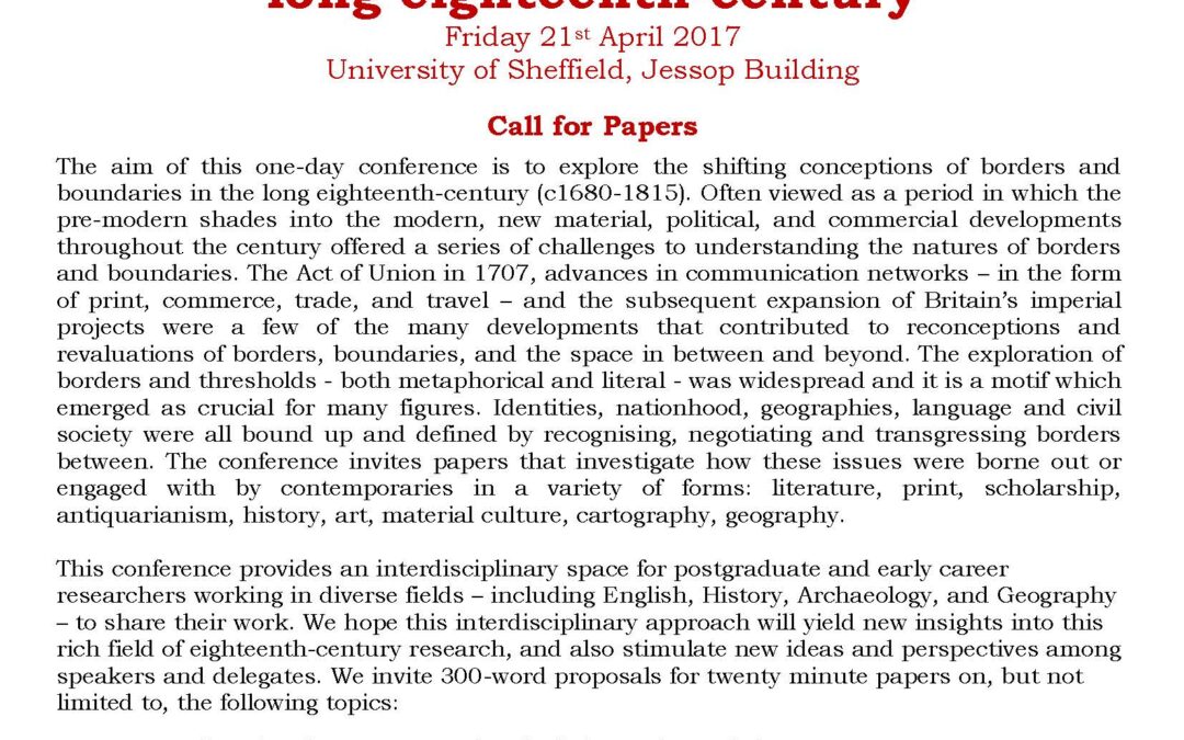 Call for Papers: Borders, boundaries and beyond in the long eighteenth-century